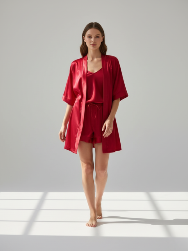 Red Silk Pyjama Set