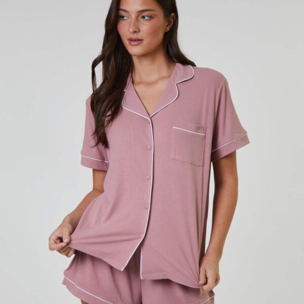 209368220-1-pink Pink Rib Short Pyjama Set