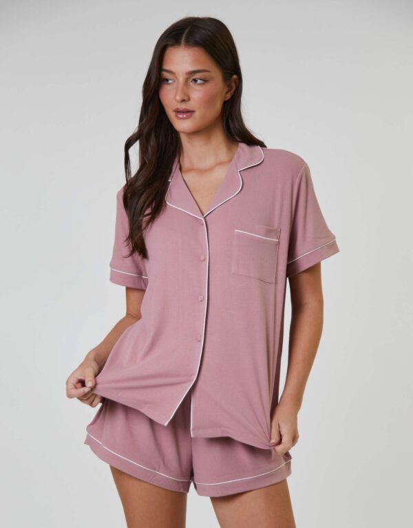 Pink Rib Short Pyjama Set