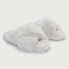 Ivory Plush Cross Slippers